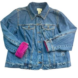 L.L. Bean Blue Jean Jacket with Pink Accents
